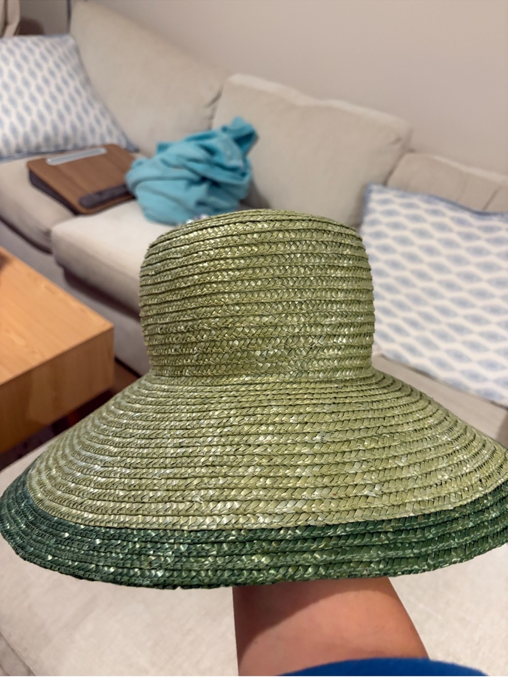 Anthropologie Wyeth Flower Pot Bucket Hat Straw Green Beach Vacation NEW NWT - Picture 13 of 14